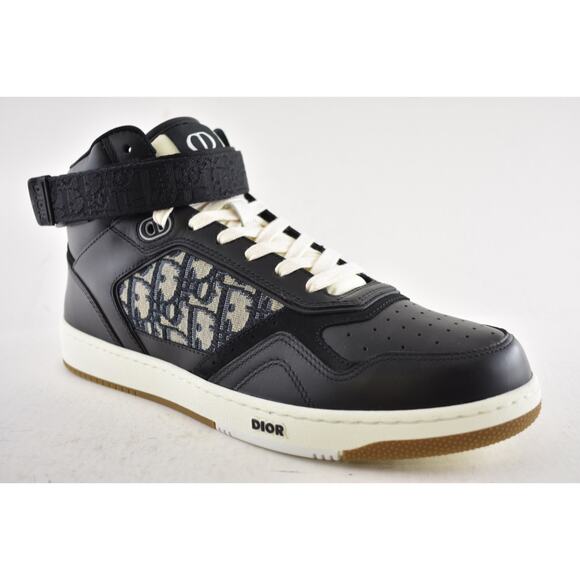 Dior Mens B27 Uptown Black Leather Oblique High Top Flat Trainer Sneakers 44 11 - Picture 5 of 12